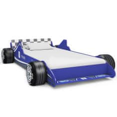 Vidaxl Otroška postelja dirkalni avtomobil 90x200 cm modra