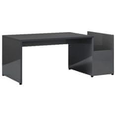 Vidaxl Klubska mizica visok sijaj siva 90x45x35 cm iverna plošča