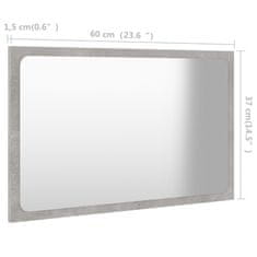 Vidaxl Kopalniško ogledalo betonsko sivo 60x1,5x37 cm iverna plošča