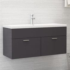 Vidaxl Omarica za umivalnik visok sijaj siva 100x38,5x46 cm iverna pl.