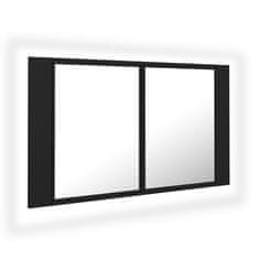 Vidaxl LED kopalniška omarica z ogledalom črna 80x12x45 cm