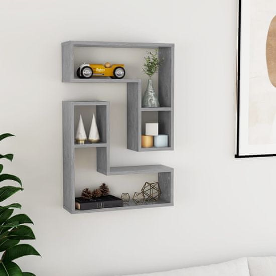 Vidaxl Stenska polica 2 kosa betonsko siva 50x15x50 cm iverna plošča