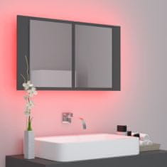 Vidaxl LED kopalniška omarica z ogledalom siva 80x12x45 cm