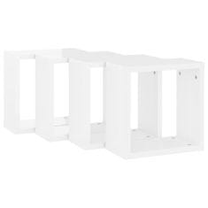 Vidaxl Stenske police kockaste 4 kosi visok sijaj bele 30x15x30 cm