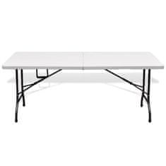 Vidaxl Zložljiva vrtna miza bela 180x75x74 cm HDPE
