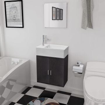 Vidaxl vidaXL 3-delni kopalniški komplet z umivalnikom, črne barve
