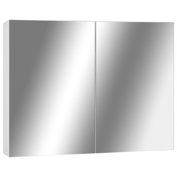 Vidaxl Kopalniška omarica z ogledalom bela 80x15x60 cm MDF