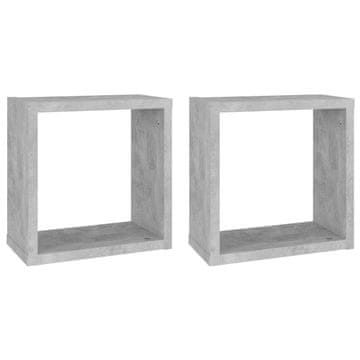 Vidaxl Stenske police kockaste 2 kosa betonsko sive 30x15x30 cm