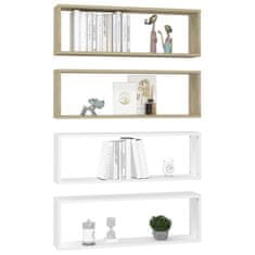 Vidaxl Stenske police kockaste 4 kosi bele sonoma hrast 80x15x26,5 cm