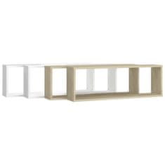Vidaxl Stenske police kockaste 4 kosi bele sonoma hrast 80x15x26,5 cm