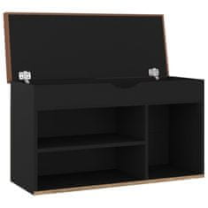 Vidaxl Klop za čevlje z blazino črna 80x30x47 cm iverna plošča