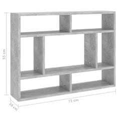 Vidaxl Stenska polica betonsko siva 75x16x55 cm inženirski les
