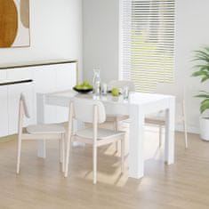 Greatstore Jedilna miza visok sijaj bela 140x74,5x76 cm iverna plošča