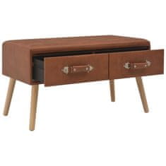 Vidaxl Klubska mizica rjava 80x40x46 cm umetno usnje