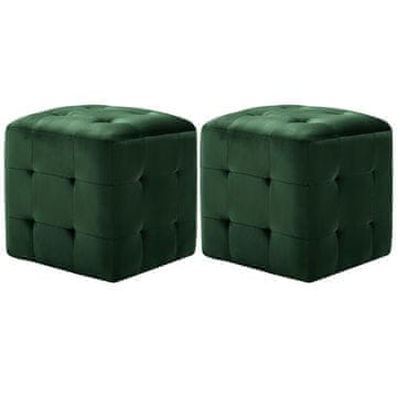 Vidaxl Tabure 2 kosa zelen 30x30x30 cm žametno blago