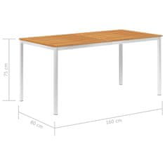 Vidaxl Vrtna jedilna miza 160x80x75 cm akacija in nerjaveče jeklo