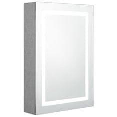 Greatstore LED kopalniška omarica z ogledalom betonsko siva 50x13x70 cm