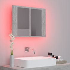 Vidaxl LED kopalniška omarica z ogledalom betonsko siva 60x12x45 cm