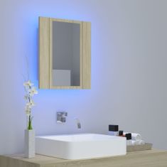 Greatstore LED kopalniška omarica z ogledalom sonoma hrast 40x12x45 cm