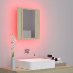 Greatstore LED kopalniška omarica z ogledalom sonoma hrast 40x12x45 cm