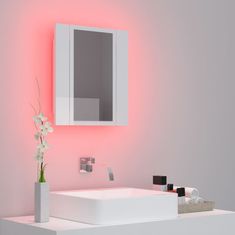 Vidaxl LED kopalniška omarica z ogledalom visok sijaj bela 40x12x45 cm