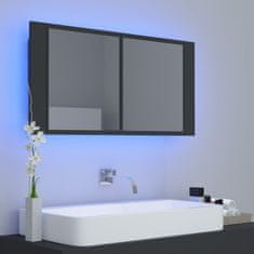 Vidaxl LED kopalniška omarica z ogledalom siva 90x12x45 cm