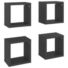 Vidaxl Stenske police kockaste 4 kosi sive 22x15x22 cm