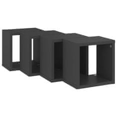 Vidaxl Stenske police kockaste 4 kosi sive 22x15x22 cm
