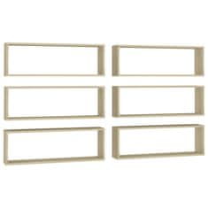 Vidaxl Stenske police kockaste 6 kosov sonoma hrast 80x15x26,5 cm