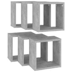 Vidaxl Stenske police kockaste 6 kosov betonsko sive 26x15x26 cm