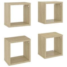 Vidaxl Stenske police kockaste 4 kosi sonoma hrast 22x15x22 cm
