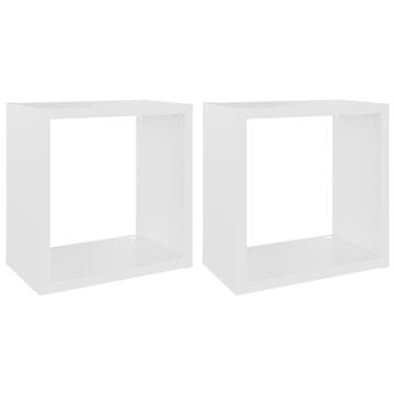 Vidaxl Stenske police kockaste 2 kosa bele 26x15x26 cm