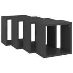 Vidaxl Stenske police kockaste 4 kosi sive 26x15x26 cm