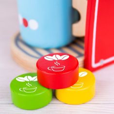 Bigjigs Toys Leseni aparat za kavo Rdeča