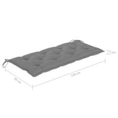 Vidaxl Gugalna klop s sivo blazino 120 cm trdna tikovina