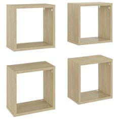 Vidaxl Stenske police kockaste 4 kosi sonoma hrast 26x15x26 cm