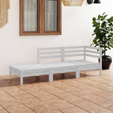 Vidaxl vidaXL 3-delna vrtna garnitura, bela, borovina
