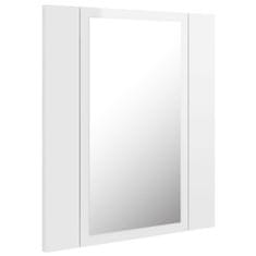 Vidaxl LED kopalniška omarica z ogledalom visok sijaj bela 40x12x45 cm