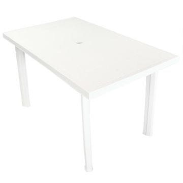 Vidaxl Vrtna miza bela 126x76x72 cm plastika