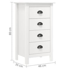 Vidaxl Komoda Hill bela 46x35x80 cm trdna borovina