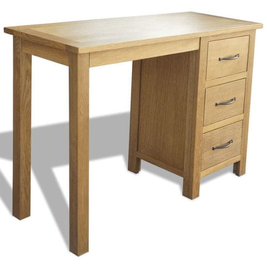 Vidaxl Miza s 3 predali 106x40x75 cm trdna hrastovina