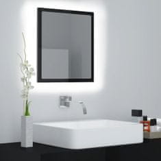Greatstore LED kopalniško ogledalo visok sijaj črno 40x8,5x37 cm