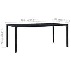 Vidaxl Vrtna miza črna 180x83x72 cm jeklo