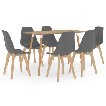 Vidaxl Jedilna garnitura 7-delna siva