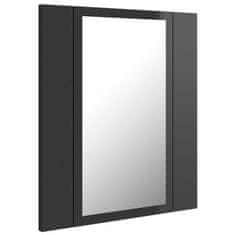 Vidaxl LED kopalniška omarica z ogledalom visok sijaj siva 40x12x45 cm