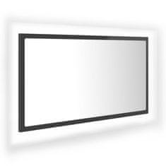 Vidaxl LED kopalniško ogledalo visok sijaj sivo 80x8,5x37 cm