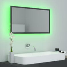 Vidaxl LED kopalniško ogledalo visok sijaj sivo 80x8,5x37 cm