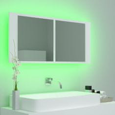 Greatstore LED kopalniška omarica z ogledalom bela 100x12x45 cm