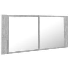 Greatstore LED kopalniška omarica z ogledalom betonsko siva 100x12x45 cm