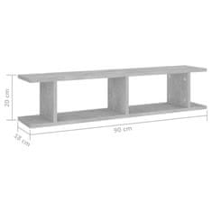 Vidaxl Stenska polica 2 kosa betonsko siva 90x18x20 cm iverna plošča